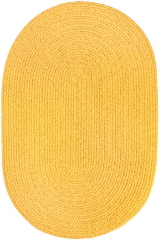 Solid Poly Daffodil braided indoor/outdoor rug by Rhody Rug — oval