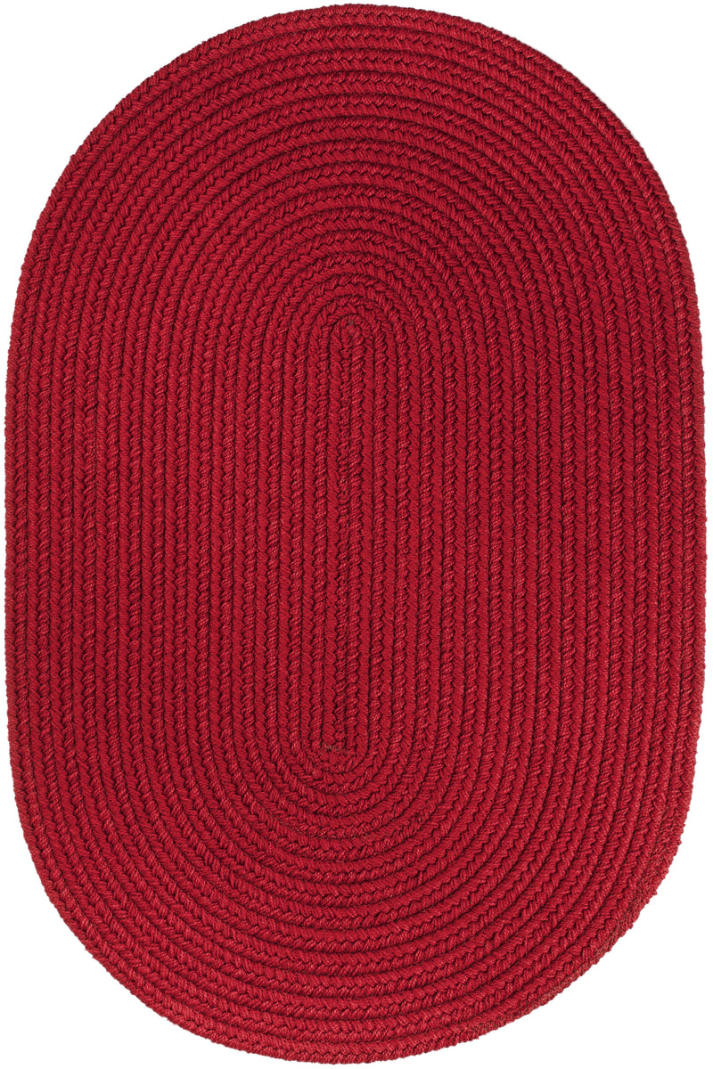 Solid Poly Brilliant Red braided indoor/outdoor rug by Rhody Rug — oval