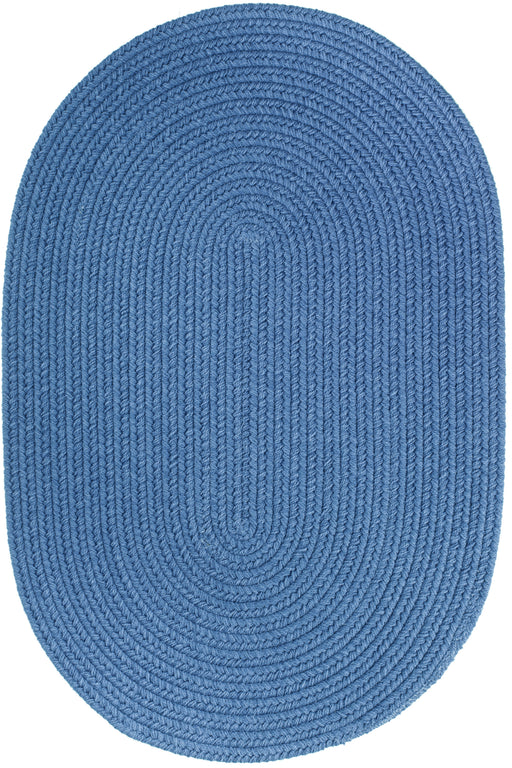 Solid Poly French Blue braided indoor/outdoor rug by Rhody Rug — oval