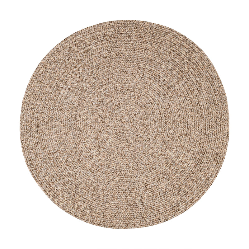 Sandi Oatmeal braided indoor/outdoor rug by Rhody Rug — round