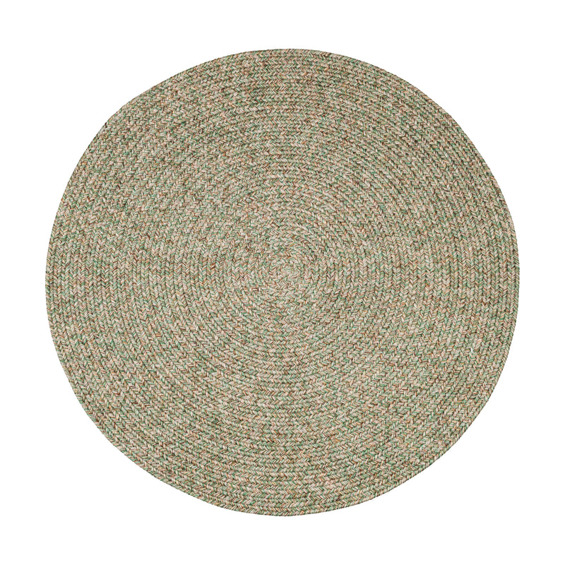 Sandi Bayleaf braided indoor/outdoor rug by Rhody Rug — round