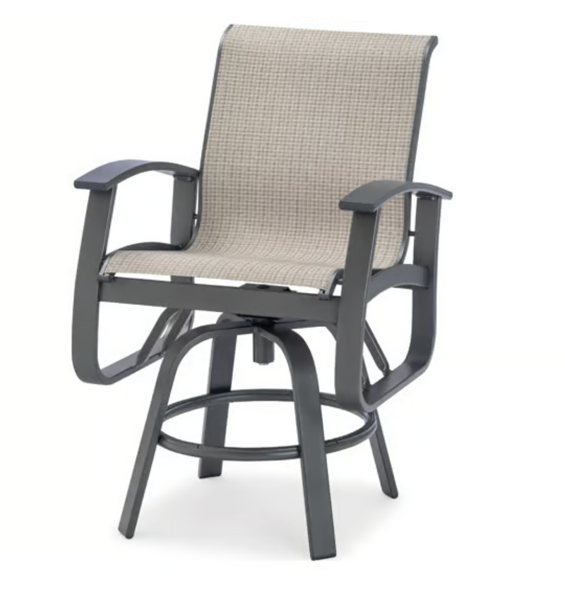 Telescope Belle Isle Rustic Polymer/Aluminum Sling Bar Height Swivel Arm Chair With Polymer Arms