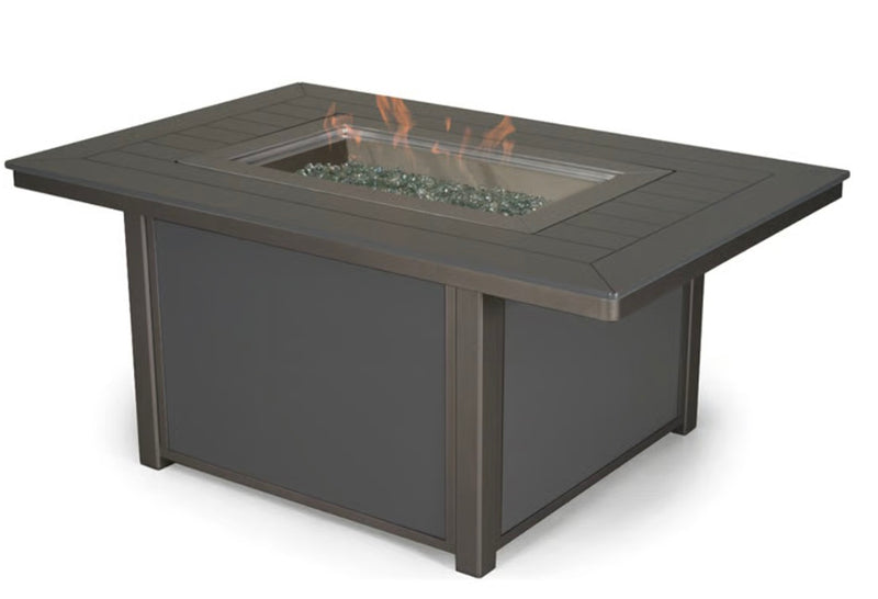Telescope 36" x 54" Rectangular Marine Grade Polymer Top Chat Height Fire Table with easy access pullout propane shelf