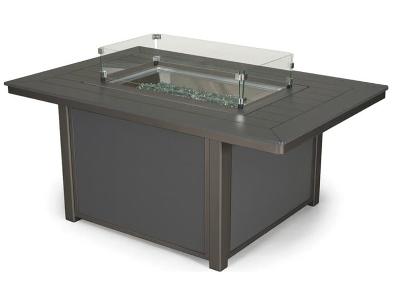 Telescope 36" x 54" Rectangular Marine Grade Polymer Top Chat Height Fire Table with easy access pullout propane shelf