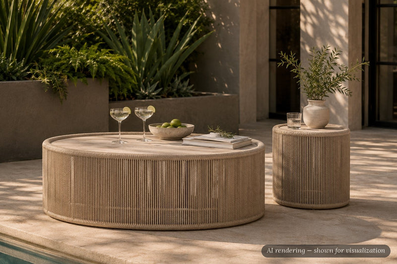 Bernhardt Trellis Outdoor Table Duo — Cocktail & Side Table