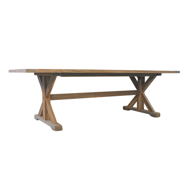 Lloyd Flanders Teak 99” Rectangular Trestle Base Dining Table
