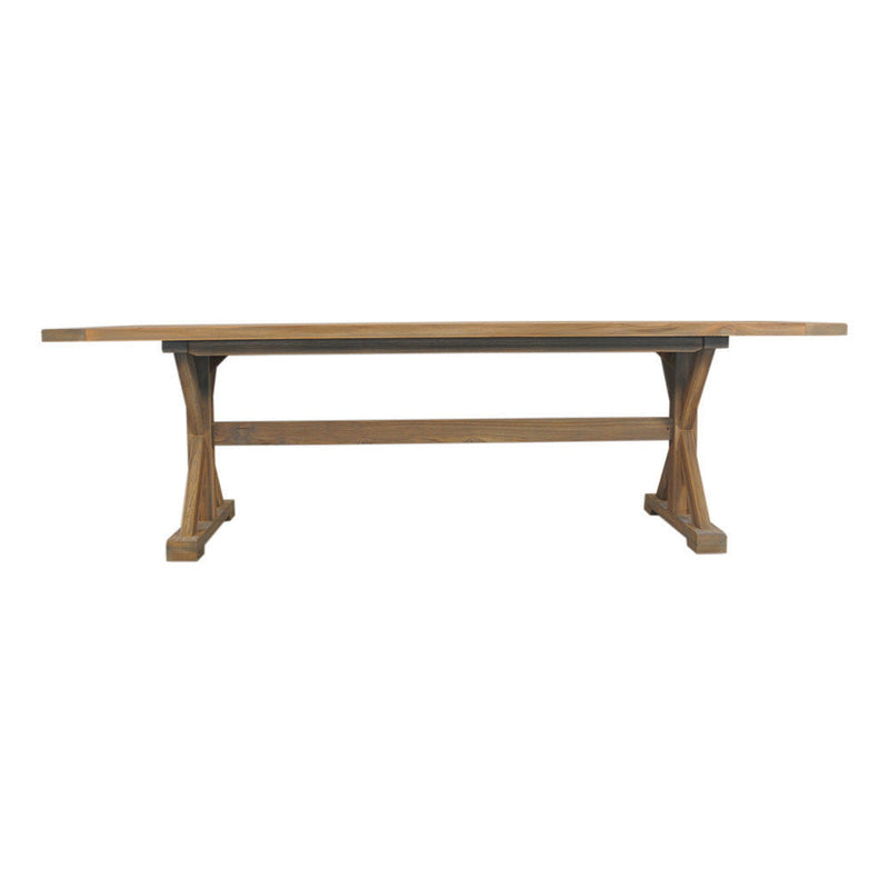 Lloyd Flanders Teak 99” Rectangular Trestle Base Dining Table