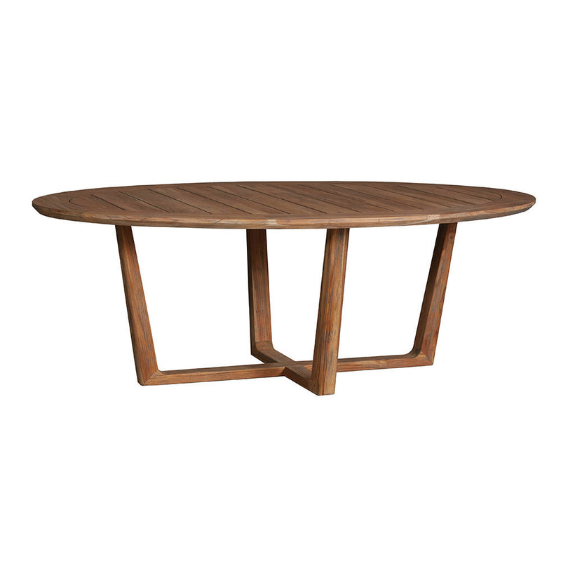 Lloyd Flanders Teak 84” Oval Sled Base Dining Table