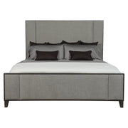 Bernhardt Linea King Panel Bed with Upholstered Headboard and Footboard in Cerused Charcoal Finish