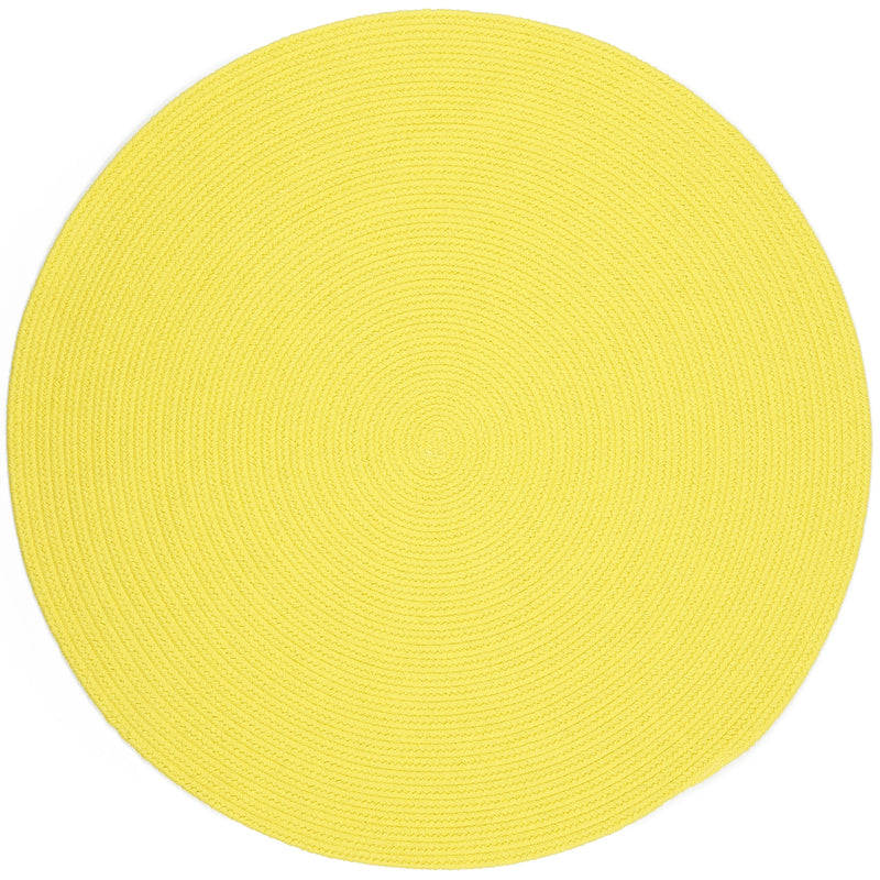 Happy Braids Solid Yellow Polypropylene Outdoor Rug