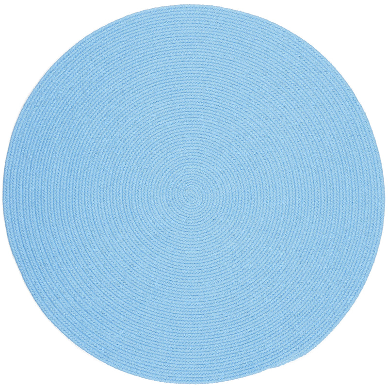 Happy Braids Solid Aqua Blue Polypropylene Outdoor Rug