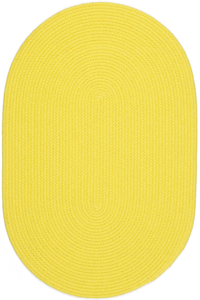 Happy Braids Solid Yellow Polypropylene Outdoor Rug