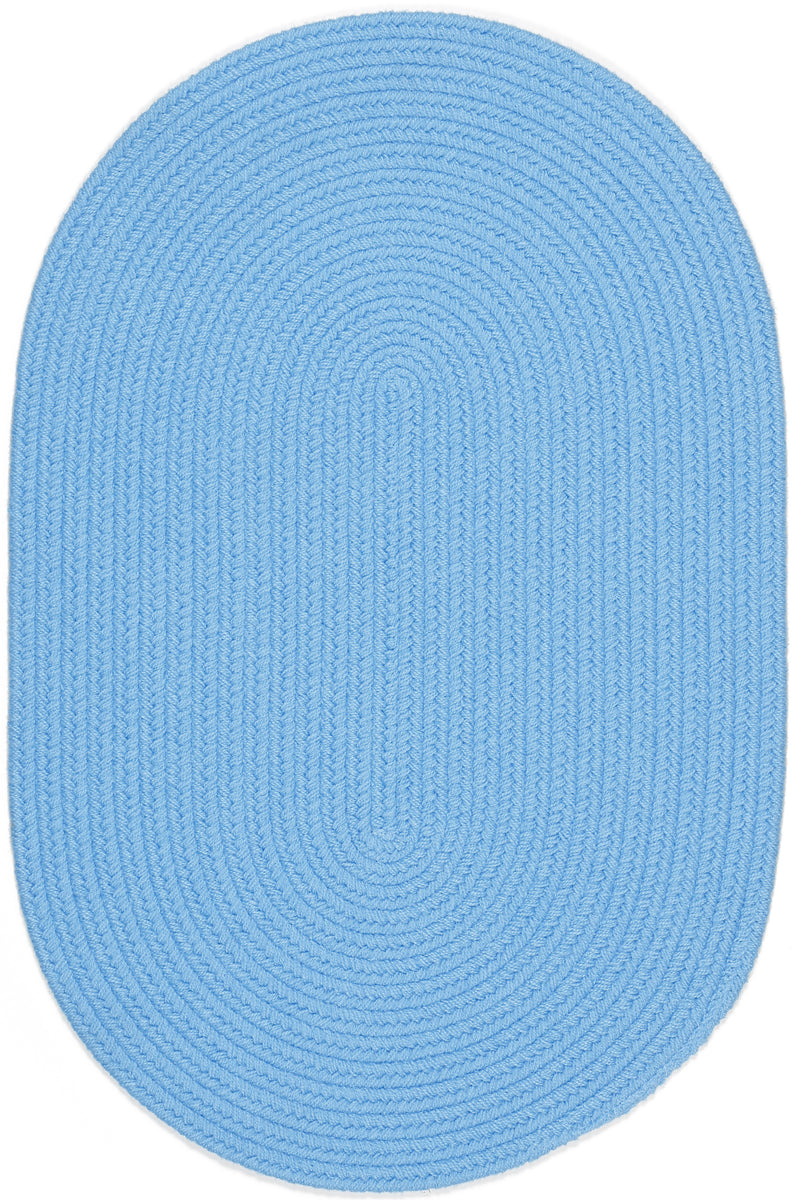 Happy Braids Solid Aqua Blue Polypropylene Outdoor Rug