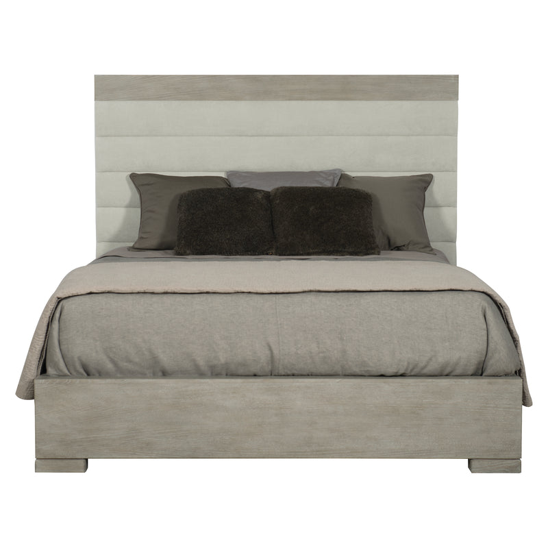 Bernhardt Linea Upholstered King Panel Bed with Wooden Footboard and Side Rails