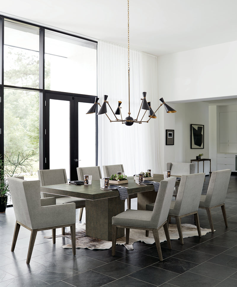Bernhardt Linea 9-Piece Dining Set in Cerused Charcoal