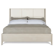 Bernhardt Axiom King Upholstered Panel Bed with Wooden Footboard and Side Rails