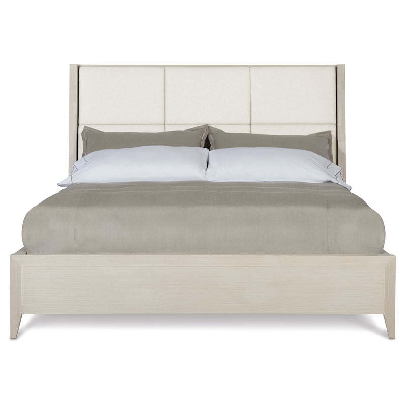 Bernhardt Axiom King Upholstered Panel Bed with Wooden Footboard and Side Rails