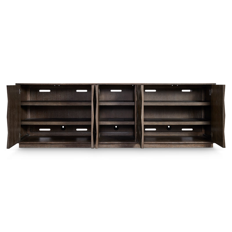 Bernhardt Linea Entertainment Console in Cerused Charcoal Finish