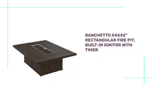 Banchetto 54x42" Rectangular Fire Pit, Built-In Ignitor with Timer by@Outfy