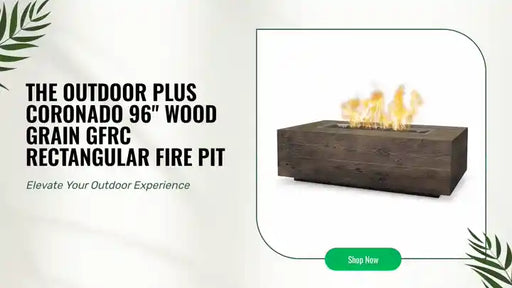 The Outdoor Plus Coronado 96" Wood Grain GFRC Rectangular Fire Pit by@Outfy