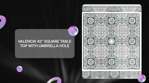 Valencia 42" Square Table Top with Umbrella Hole by@Outfy