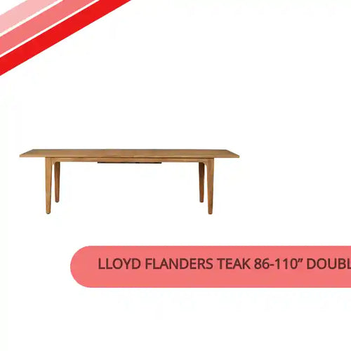 Lloyd Flanders Teak 86-110&rdquo; Double Butterfly Leaf Umbrella Table by@Outfy