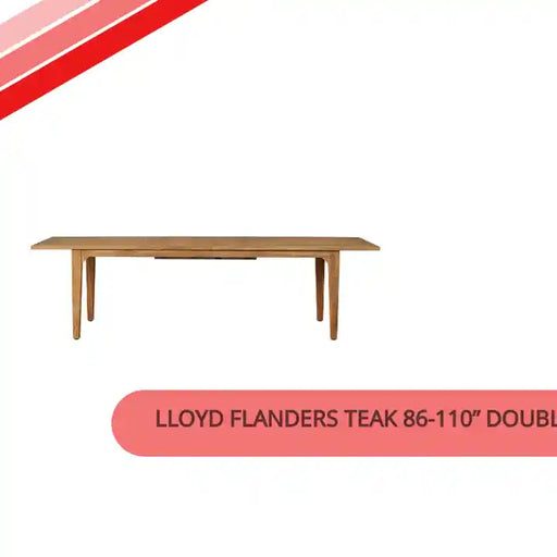 Lloyd Flanders Teak 86-110&rdquo; Double Butterfly Leaf Umbrella Table by@Outfy