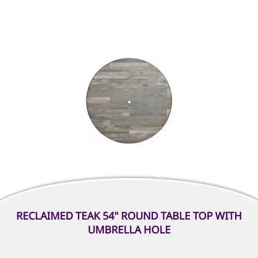 Reclaimed Teak 54" Round Table Top with Umbrella Hole by@Outfy