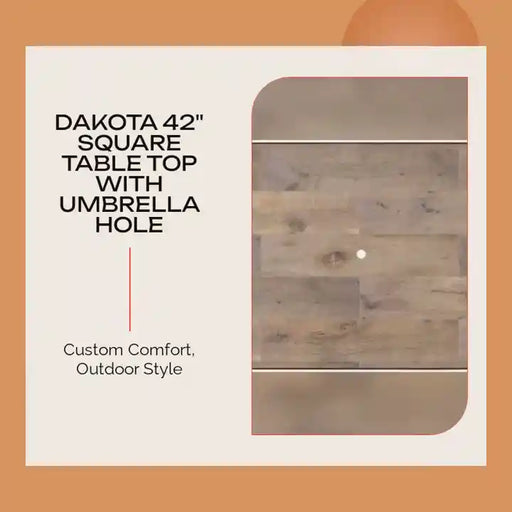 Dakota 42" Square Table Top with Umbrella Hole by@Outfy