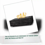 The Outdoor Plus Coronado 72" Wood Grain GFRC Rectangular Fire Pit by@Outfy