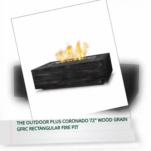 The Outdoor Plus Coronado 72" Wood Grain GFRC Rectangular Fire Pit by@Outfy