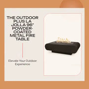 The Outdoor Plus La Jolla 96" Powder-Coated Metal Fire Table by@Outfy