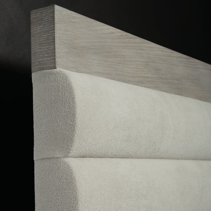 Bernhardt Linea Upholstered Queen Panel Bed with Wooden Footboard and Side Rails