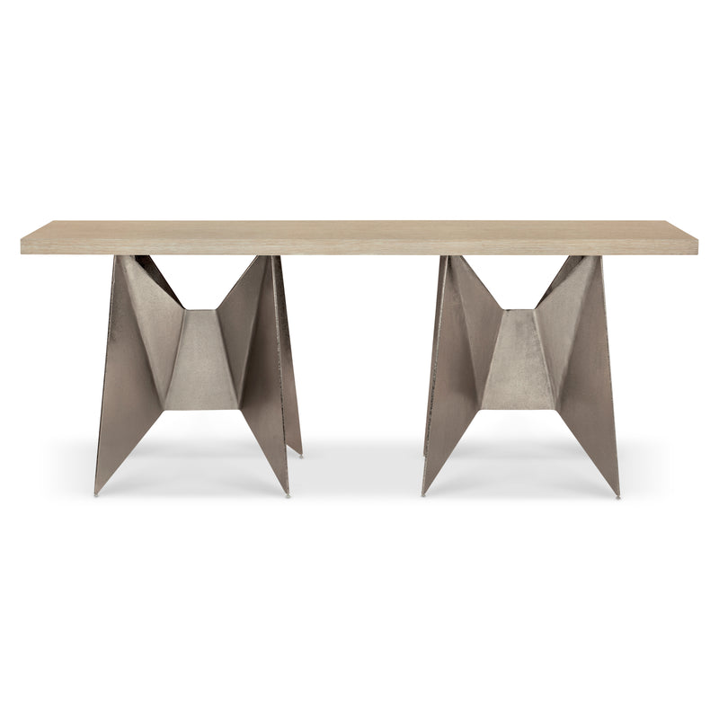 Bernhardt Solaria Console Table with 2 Metal Origami-inspired Bases