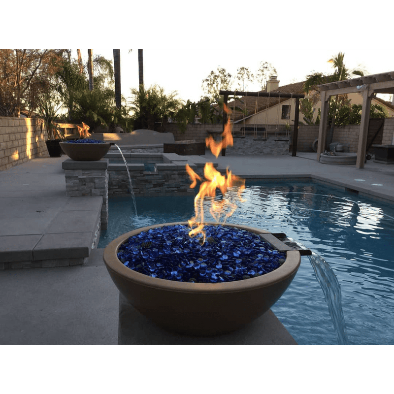 The Outdoor Plus Sedona GFRC 27" Concrete Round Match Lit Fire & Water Bowl OPT-27RFW