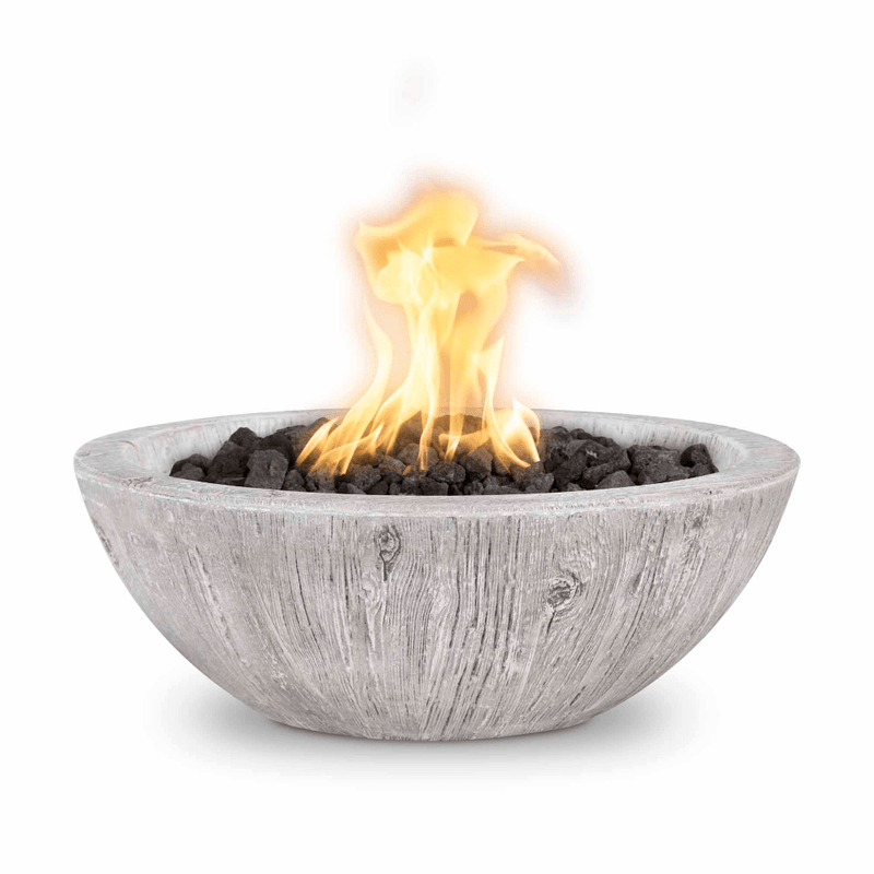 The Outdoor Plus Sedona GFRC 27" Wood Grain Concrete Round Fire Bowl