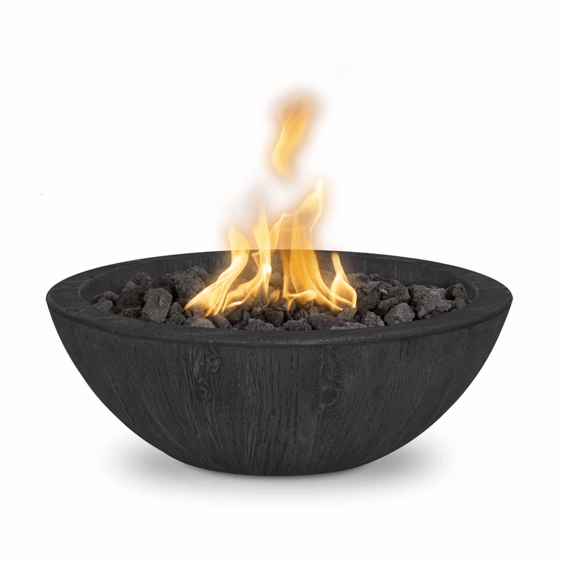 The Outdoor Plus Sedona GFRC 27" Wood Grain Concrete Round Fire Bowl