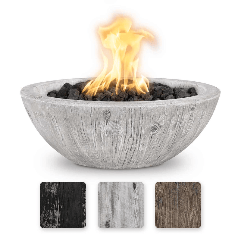 The Outdoor Plus Sedona GFRC 27" Wood Grain Concrete Round Fire Bowl