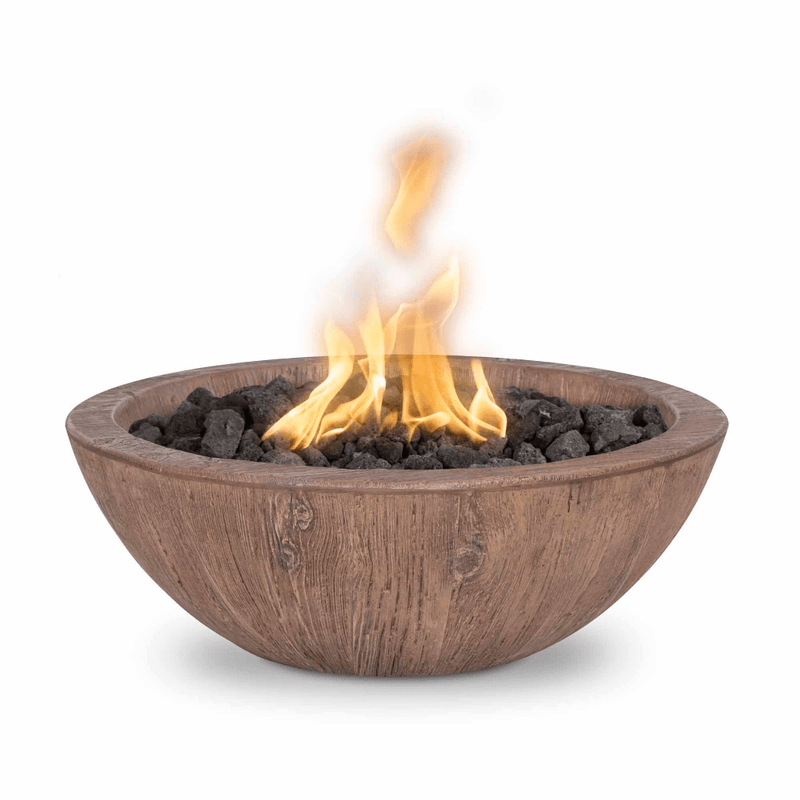 The Outdoor Plus Sedona GFRC 27" Wood Grain Concrete Round Fire Bowl