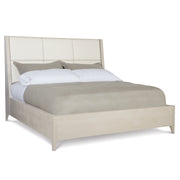 Bernhardt Axiom Queen Upholstered Panel Bed with Wooden Footboard and Side Rails