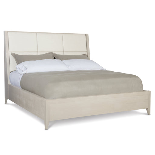 Bernhardt Axiom Queen Upholstered Panel Bed with Wooden Footboard and Side Rails